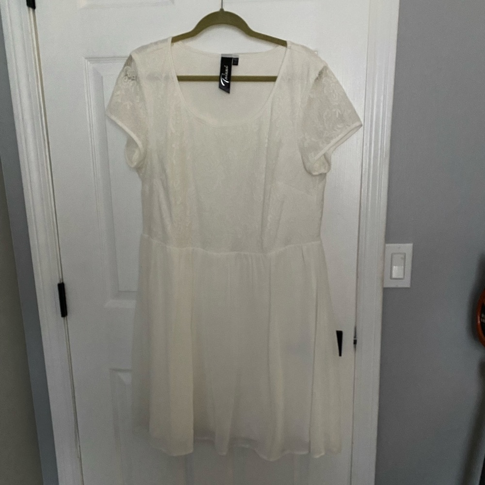 Trixxi White Dress with Lace Top